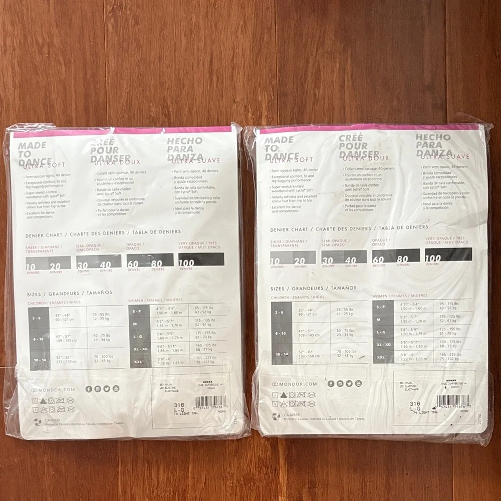 Two pairs: Mondor Ultra Soft Dance Tights